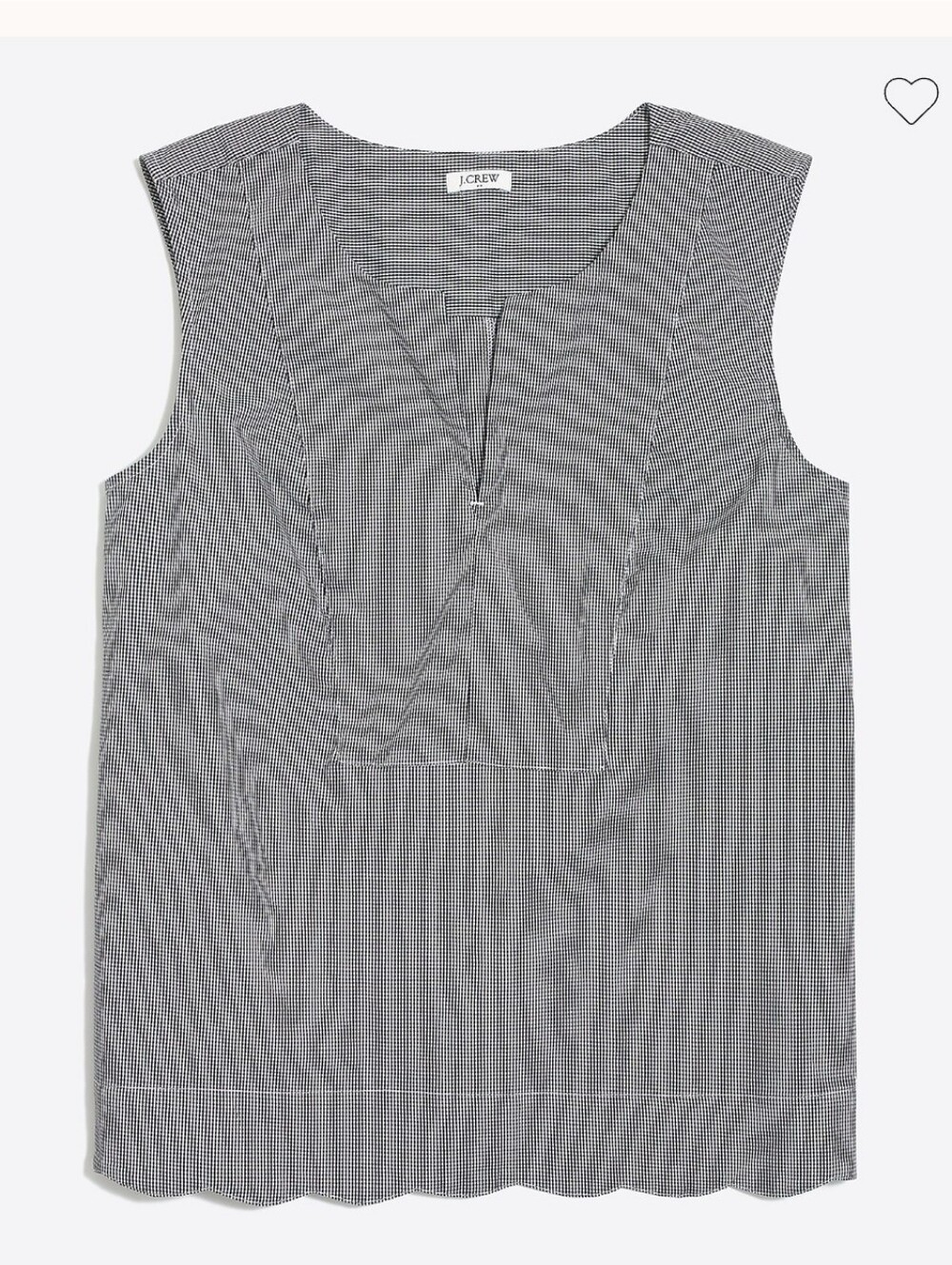 NWT J.CREW Factory Black White Gingham Scalloped Hem Shell Tank Top 16 - Picture 9 of 10
